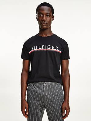 Tommy Hilfiger Signature Detail Organic Pamuklu Tişört Erkek Siyah | TH971YGA