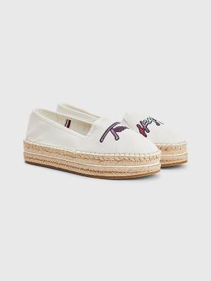 Tommy Hilfiger Signature Logo Espadrilles Loafer Ayakkabı Kadın Beyaz | TH268FSE