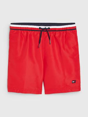 Tommy Hilfiger Signature Tape Mid Cut Cut Cut Length Shorts Mayo Erkek Çocuk Kırmızı | TH490ORV