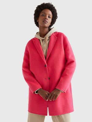 Tommy Hilfiger Signature Undercollar Wool Blend Kaban Kadın Pembe | TH146KIC