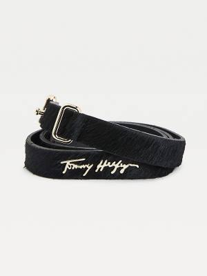 Tommy Hilfiger Signature Vachetta Calf-Hair Organic Deri Kemer Kadın Siyah | TH235PFM