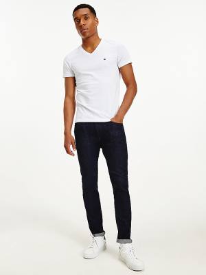 Tommy Hilfiger Slim Fit Pamuklu Tişört Erkek Beyaz | TH102FEL