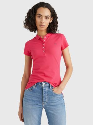 Tommy Hilfiger Slim Fit Polo Yaka Tişört Kadın Pembe | TH135QJT