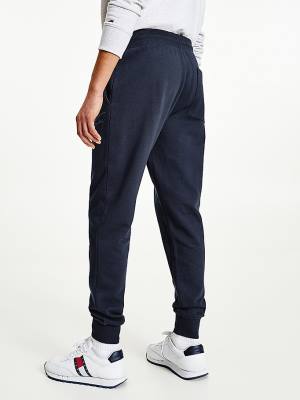 Tommy Hilfiger Slim Fleece Signature Joggers Pantolon Erkek Mavi | TH618OMF