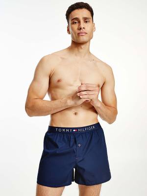 Tommy Hilfiger Smart Pamuklu Poplin Boxers İç Giyim Erkek Mavi | TH784LEJ