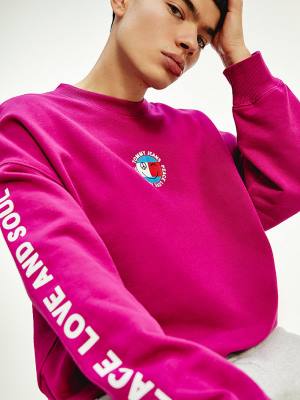 Tommy Hilfiger Smiley Peace Logo Sweatshirt Erkek Mor | TH296UDO