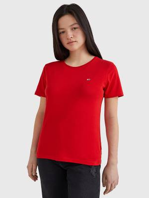 Tommy Hilfiger Soft Jersey Tişört Kadın Kırmızı | TH371GYU