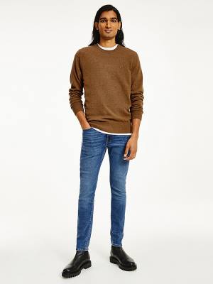 Tommy Hilfiger Soft Merino Wool Crew Neck Jumper Kazak Erkek Kahverengi | TH289KIX