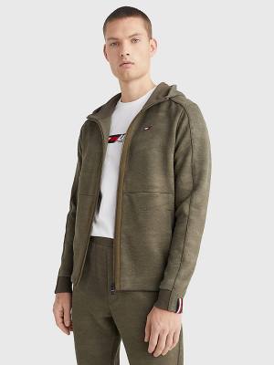 Tommy Hilfiger Spor Camo Zip-Thru Kapüşonlu Sweatshirt Erkek Haki | TH927EZP