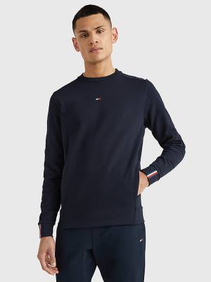 Tommy Hilfiger Spor Essential Organic Pamuklu Sweatshirt Erkek Mavi | TH230GDY