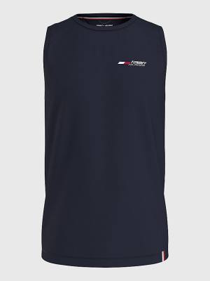 Tommy Hilfiger Spor Essential Performance Antrenman Tank Top Tişört Erkek Mavi | TH176CWH