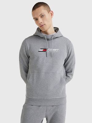 Tommy Hilfiger Spor Essential TH Cool Kapüşonlu Sweatshirt Erkek Gri | TH471ZXM