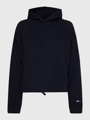 Tommy Hilfiger Spor Flocked Polka-Dot Relaxed Fit Kapüşonlu Sweatshirt Kadın Mavi | TH925KUX