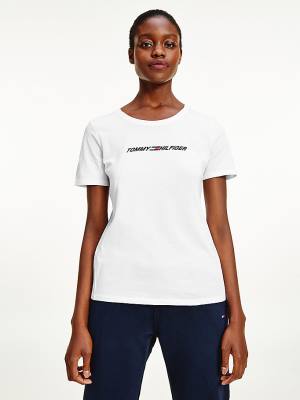 Tommy Hilfiger Spor Graphic Tişört Kadın Beyaz | TH258SVU