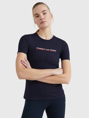 Tommy Hilfiger Spor Logo Tişört Kadın Mavi | TH120UVP