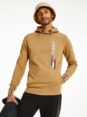 Tommy Hilfiger Spor Logo Toggle Cord Kapüşonlu Sweatshirt Erkek Kahverengi | TH487RFY