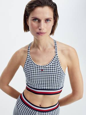 Tommy Hilfiger Spor Low Support Houndstooth Bra İç Giyim Kadın Siyah | TH107DAR