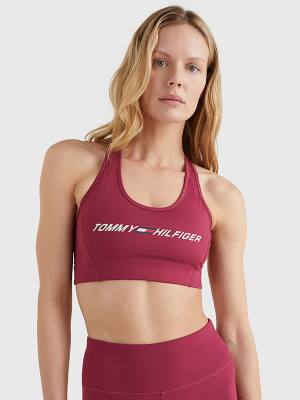 Tommy Hilfiger Spor Medium Support Logo Bra İç Giyim Kadın Kırmızı | TH534CDB