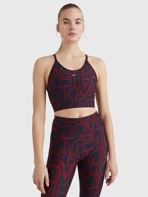 Tommy Hilfiger Spor Medium Support Print Bra İç Giyim Kadın Mavi | TH746WCL