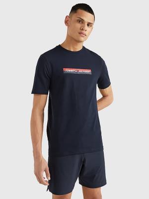 Tommy Hilfiger Spor Organic Jersey Tişört Erkek Mavi | TH729STF