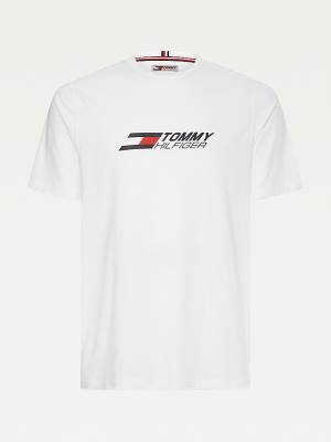 Tommy Hilfiger Spor Organic Pamuklu Logo Tişört Erkek Beyaz | TH201AHI