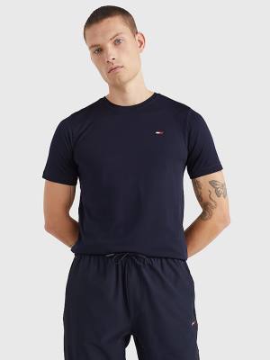 Tommy Hilfiger Spor Slim Fit Logo Antrenman Tişört Erkek Mavi | TH593LYH