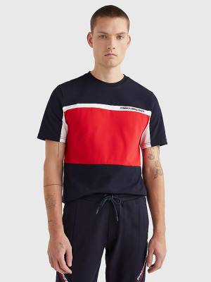 Tommy Hilfiger Spor TH Cool Colour-Blocked Tişört Erkek Mavi | TH861HDR