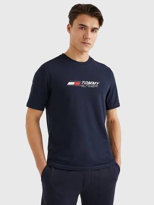 Tommy Hilfiger Spor TH Cool Essential Tişört Erkek Mavi | TH213NVK