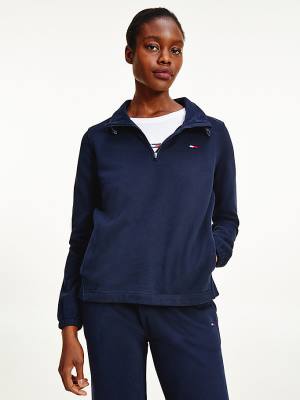 Tommy Hilfiger Spor TH Cool Half-Zip Sweatshirt Kadın Mavi | TH320GRV