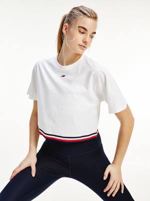 Tommy Hilfiger Spor TH Cool Relaxed Organic Pamuklu Tişört Kadın Beyaz | TH345TYV