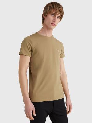 Tommy Hilfiger Stretch Organic Pamuklu Slim Fit Tişört Erkek Kahverengi | TH249GLO