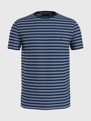 Tommy Hilfiger Stretch Organic Pamuklu Slim Fit Tişört Erkek Mavi | TH485BNP