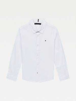 Tommy Hilfiger Stretch Oxford Pamuklu Shirt Tişört Kiz Çocuk Beyaz | TH563KGH