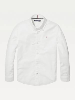 Tommy Hilfiger Stretch Oxford Shirt Tişört Kiz Çocuk Beyaz | TH765ZIU