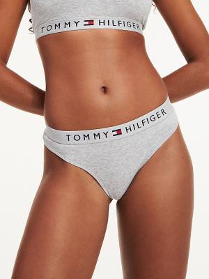 Tommy Hilfiger Stretch Pamuklu Tanga İç Giyim Kadın Gri | TH153BWN