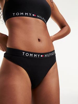 Tommy Hilfiger Stretch Pamuklu Tanga İç Giyim Kadın Siyah | TH489SED