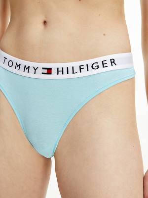 Tommy Hilfiger Stretch Pamuklu Tanga İç Giyim Kadın Mavi | TH714DZQ