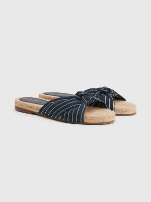 Tommy Hilfiger Stripe Espadril Düz Sandalet Kadın Mavi | TH605PGO