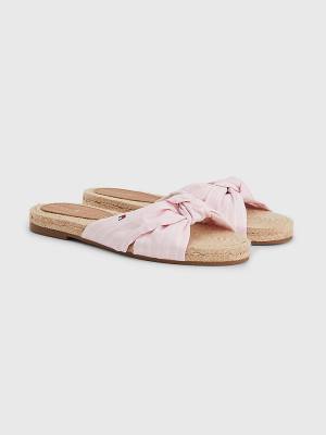 Tommy Hilfiger Stripe Espadril Düz Sandalet Kadın Pembe | TH851SUK