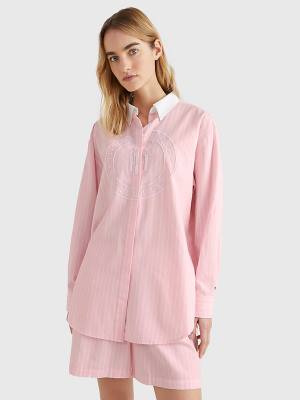 Tommy Hilfiger Stripe Oversized Gömlek Kadın Pembe | TH860OLP