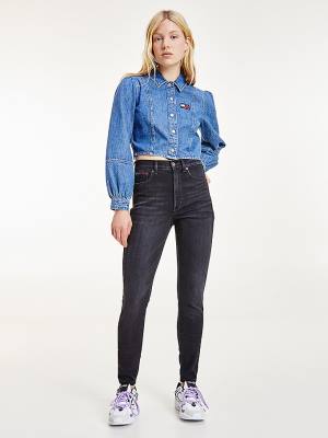 Tommy Hilfiger Sylvia High Rise Super Skinny Black Jean Pantolon Kadın Denim | TH136FGZ