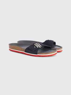 Tommy Hilfiger Süet Cork Düz Sandalet Kadın Mavi | TH328OIG