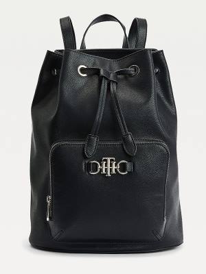 Tommy Hilfiger TH Club Horsebit Hardware Drawstring Backpack Çanta Kadın Siyah | TH057KAL