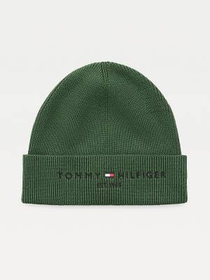 Tommy Hilfiger TH Established Knitted Pamuklu Beanie Şapka Erkek Yeşil | TH923DSF