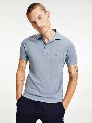 Tommy Hilfiger TH Flex Slim Fit Polo Yaka Tişört Erkek Mavi | TH968PDG