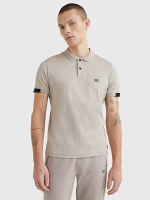 Tommy Hilfiger TH Flex Tech Essentials Slim Polo Yaka Tişört Erkek Bej Rengi | TH596GXJ