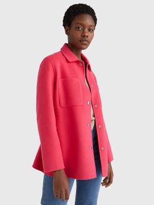 Tommy Hilfiger TH Interlock Belted Shacket Ceket Kadın Pembe | TH897ORJ