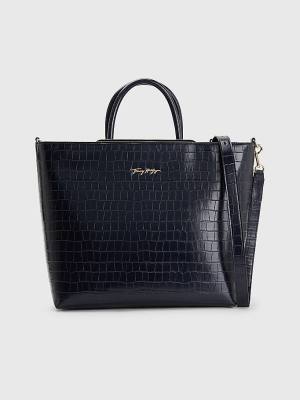 Tommy Hilfiger TH Modern Croco Effect Tote Çanta Kadın Mavi | TH497AUN