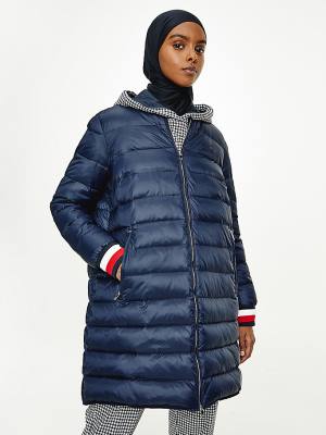 Tommy Hilfiger TH Protect Filled Long Bomber Coat Ceket Kadın Mavi | TH978LXK