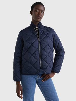 Tommy Hilfiger TH Protect Quilted Bomber Ceket Kadın Mavi | TH374UHE